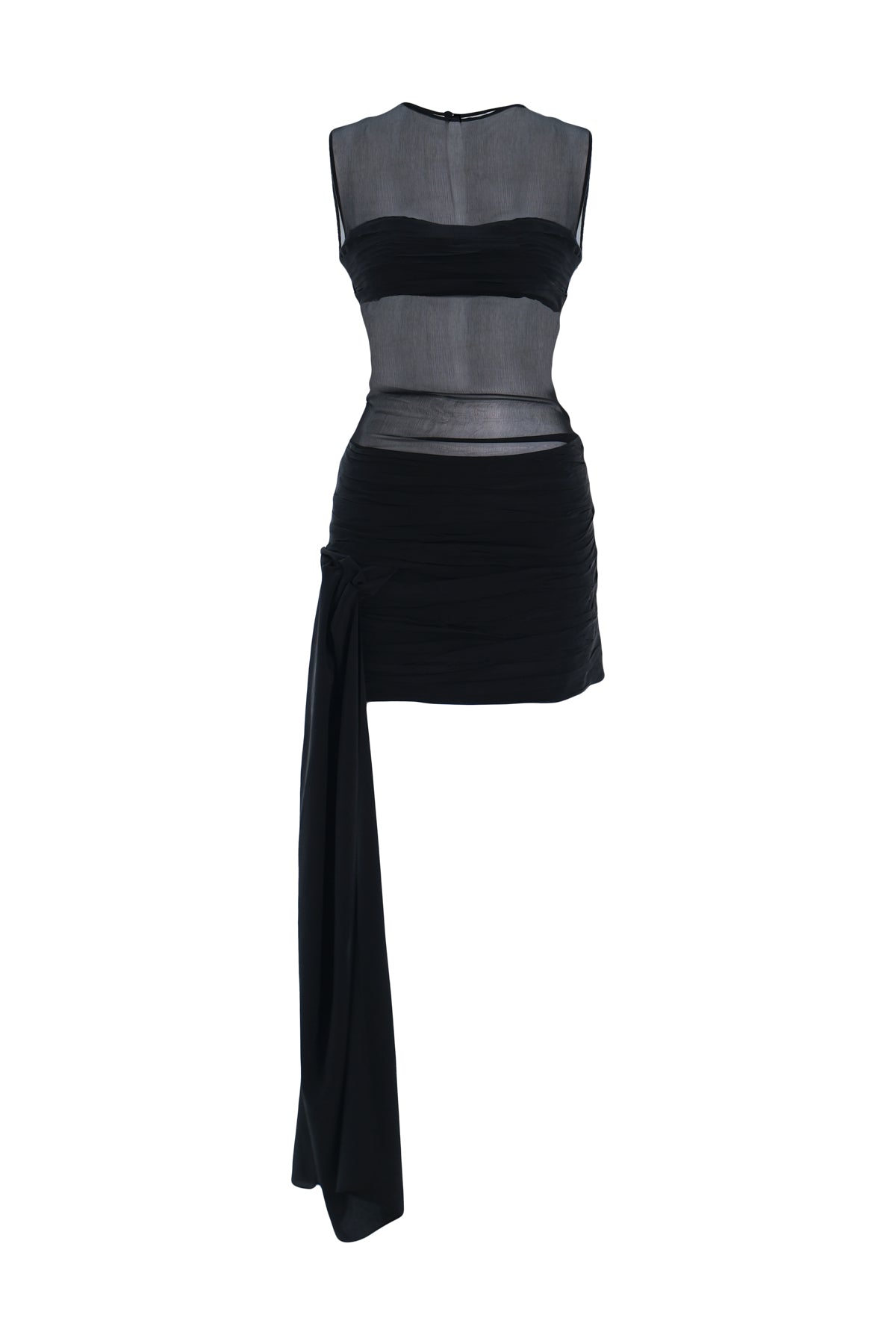 Pleated Black Silk Dress